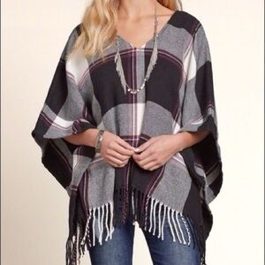 Hollister Plaid Poncho size M/L